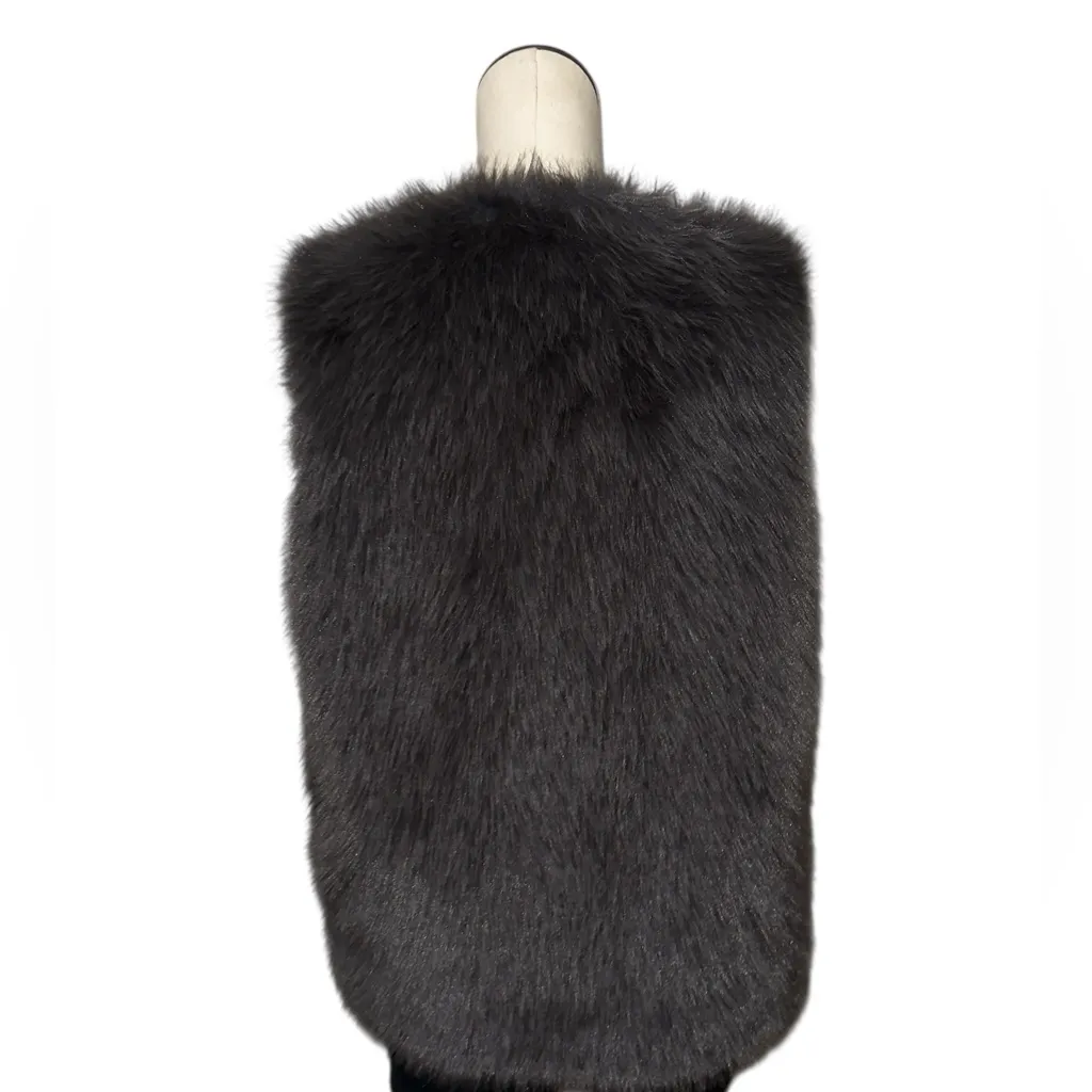NWT Jason Wu Charcoal Gray Faux Fur Vest Shrug Bolero Open Front Fluffy Medium - Image 5