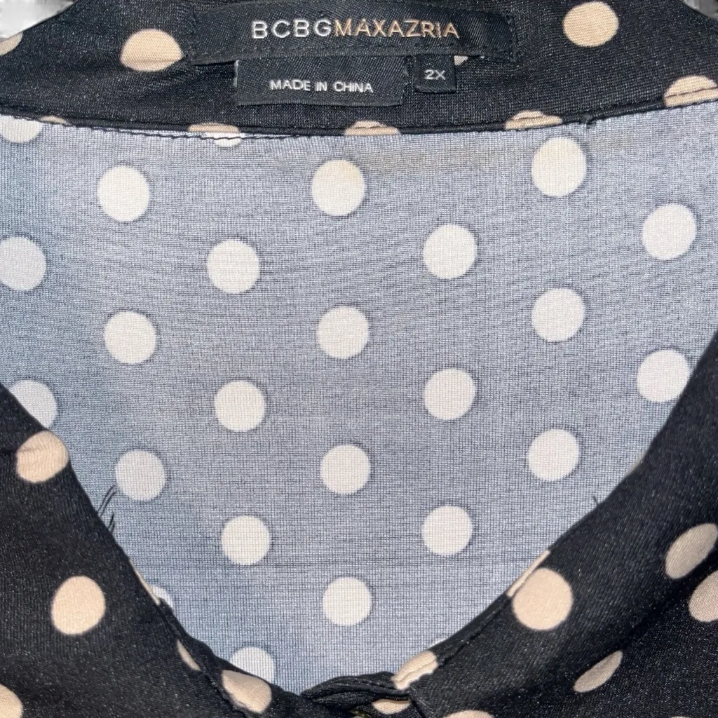 BCBgMazAzaria Polka Dot Epaulet Button Down Blouse - Image 7