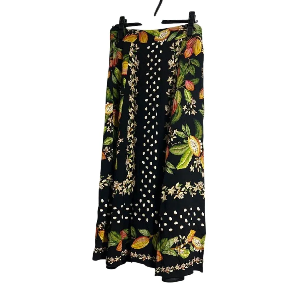 Sezane Farm Rio black yellow jupe tabata paraiso de cacau skirt 38 US6  waist30 - Image 2
