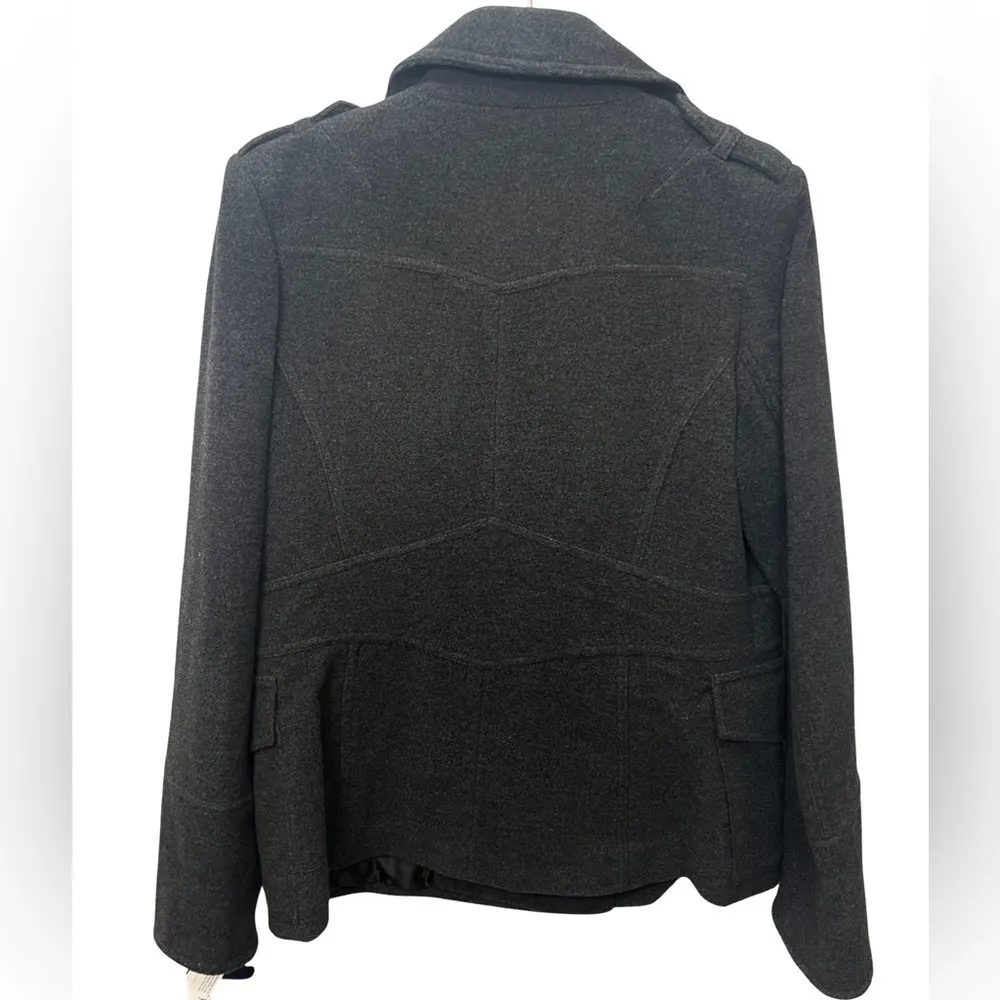 Women’s Gray Buttoned front Pea Coat Size L - Image 2