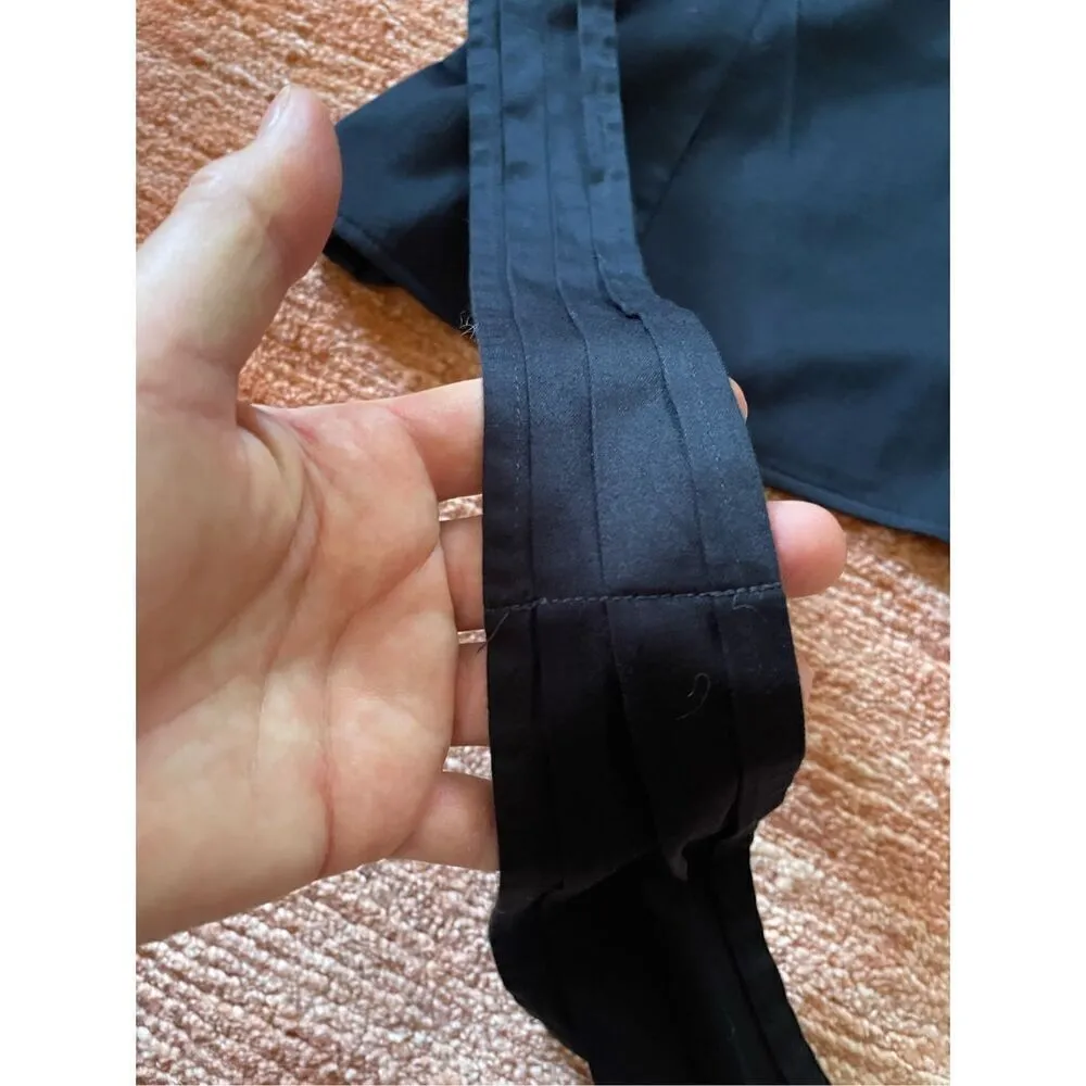 East 5th Top Womens Black Stretch Mock Wrap Self Tie Bow Size  14 Zip Rhinestone - Image 7