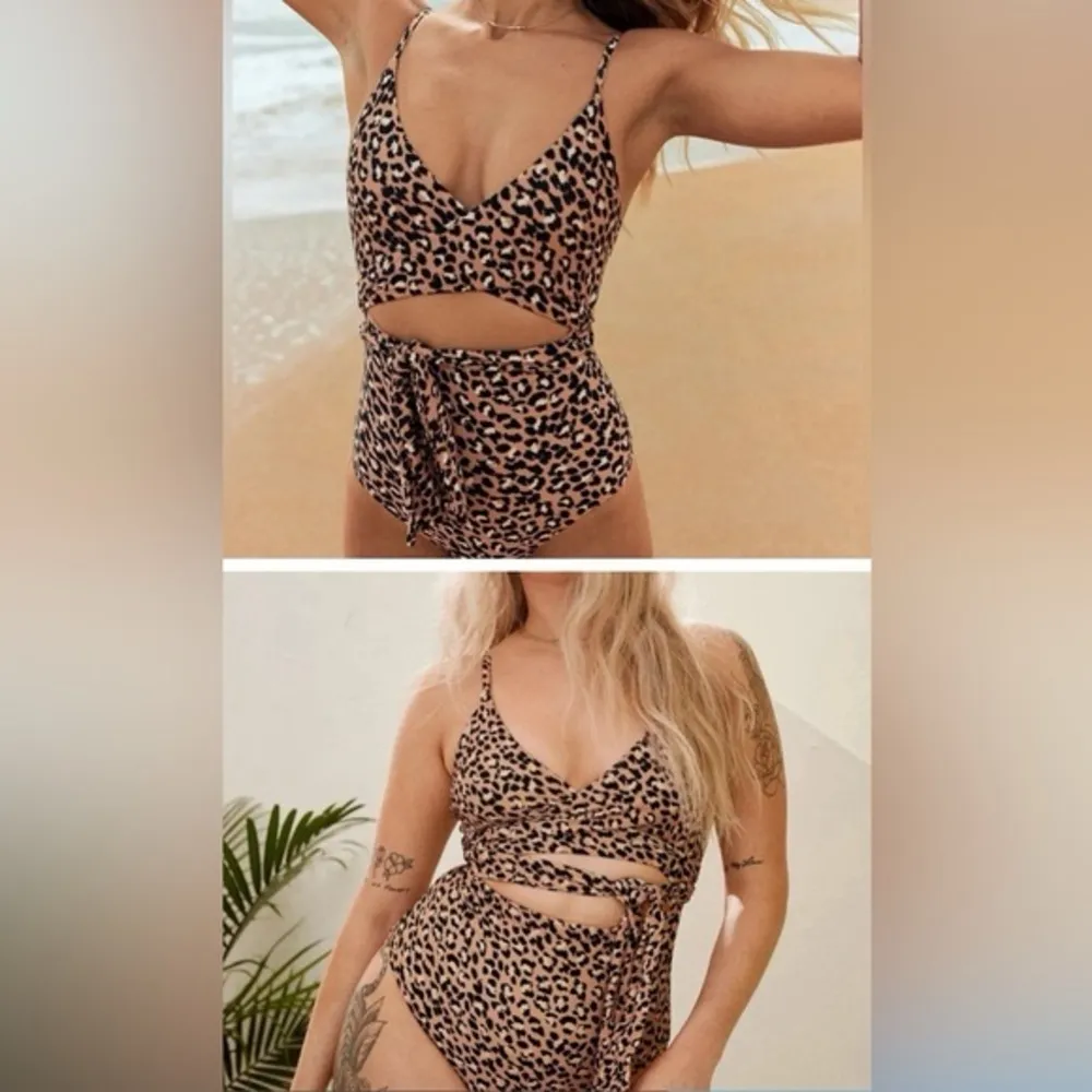 Aerie Leopard Print Wrap One-Piece Full Coverage Swimsuit - Image 8