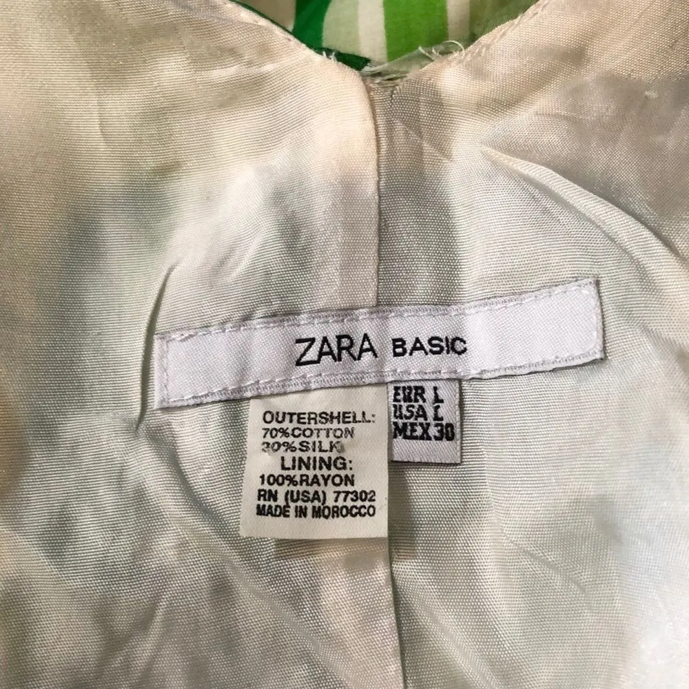 Zara Basic Green White Striped Deep Vneck Sundress Juniors Size Large - Image 8