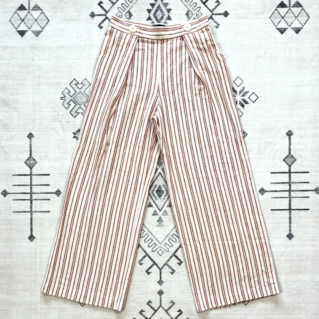 Zara TRF Collection Striped Wide Leg Trousers Medium NWOT - Image 6