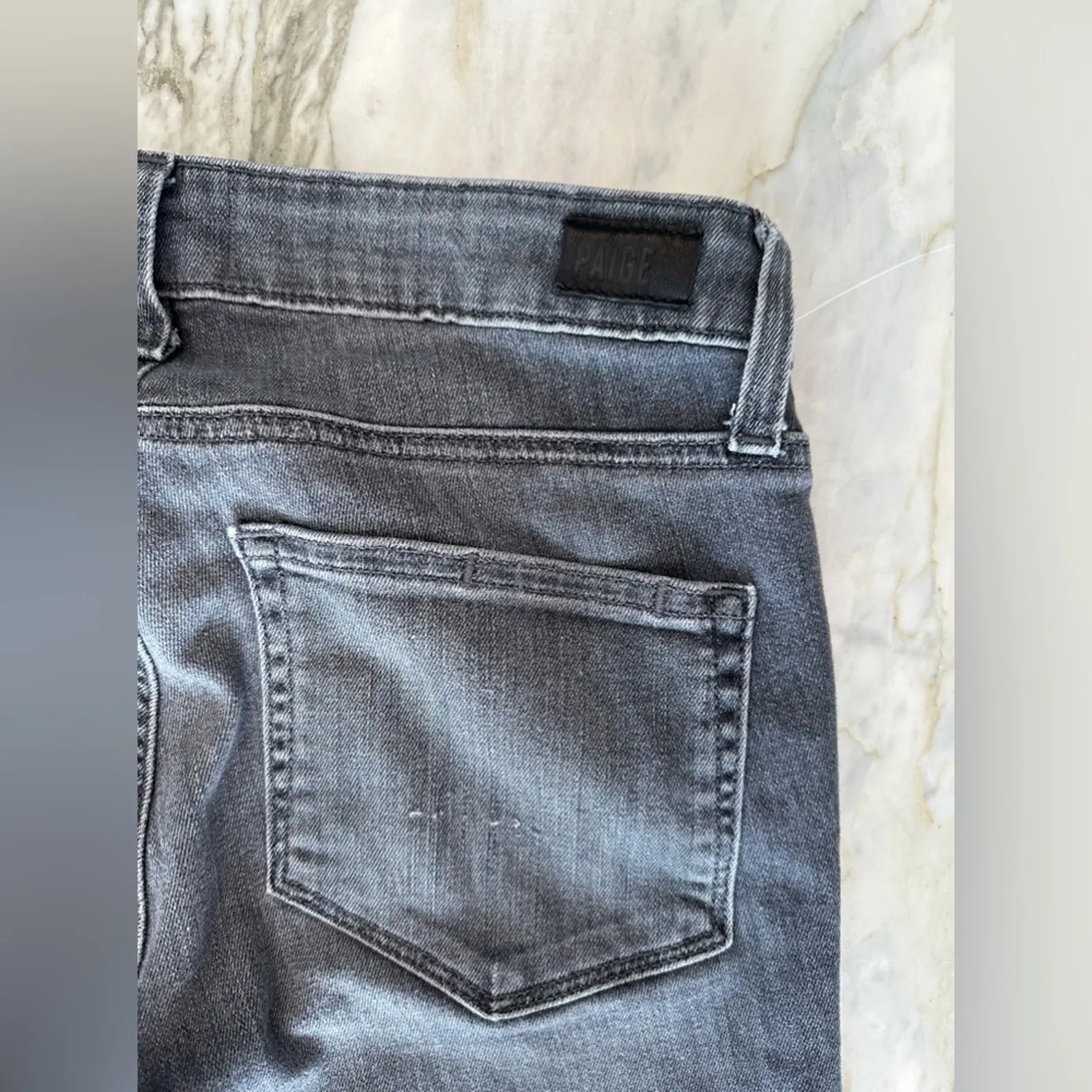 PAIGE Verdugo Womens Ankle Raw Hem Skinny Jeans Size 26 in Grey Washed Denim - Image 3