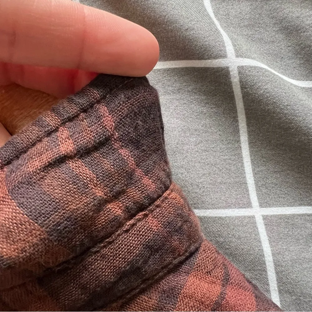 Free People x CP Shades 100% cotton plaid button down tunic brown extra small - Image 2