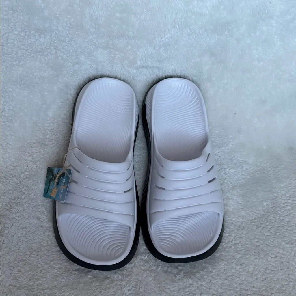 KuaiLu Womens Recovery Sandals With Comfortable Plantar Fasciitis Support Sz 12 White - Image 2