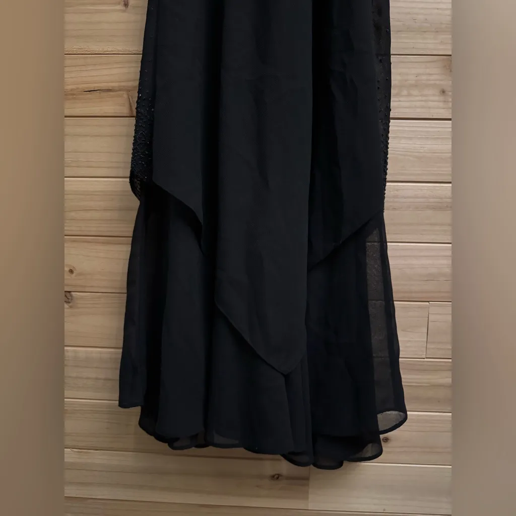 Vintage Y2K Ninalee Sz Small Beaded Flutter Sleeve Whimsigoth Vampire Dress Gown Black - Image 10