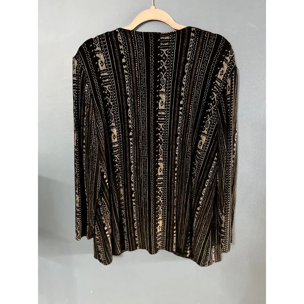 Vintage Coldwater Creek Matching Cardigan and Camisole Top Black & Gold Pattern - Image 5