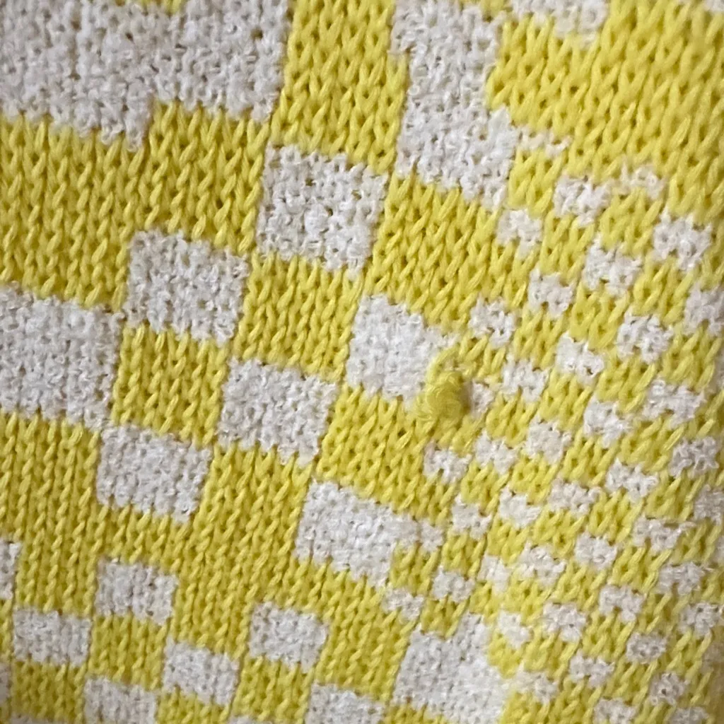 Yellow and White Women's Checkered Cardigan - Image 6