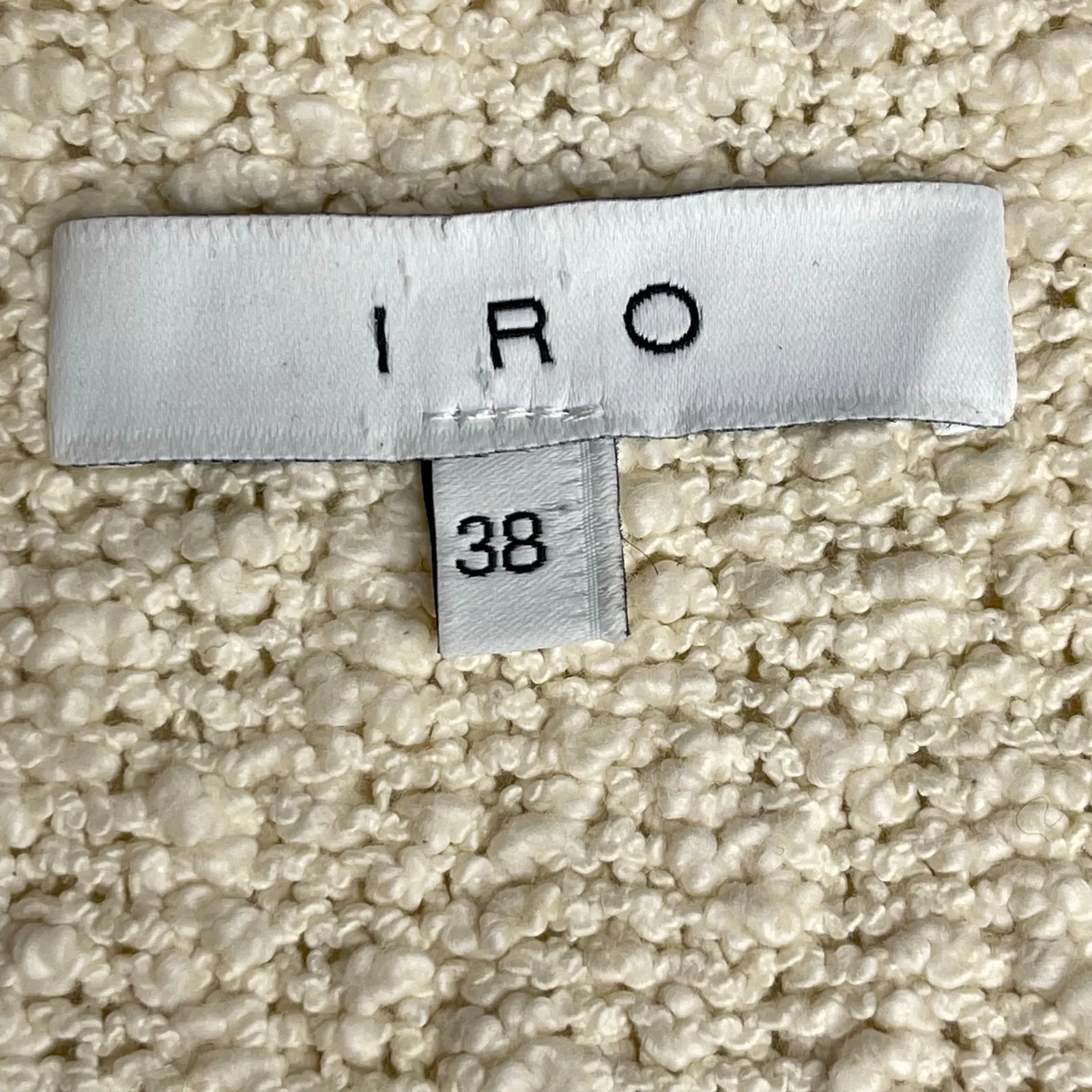 IRO Mira Moto Jacket size 38 US 6 Fringe Ecru Boucle - Image 6