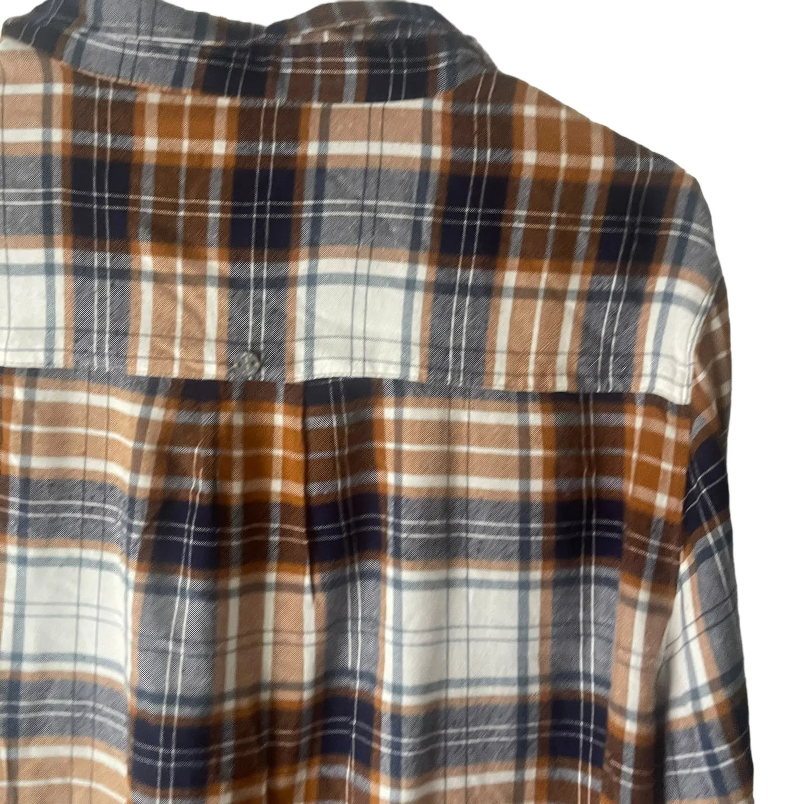 Jag jeans Jag Women's Size Medium Plaid Brown‎ Blue Button Tunic Top - Image 7