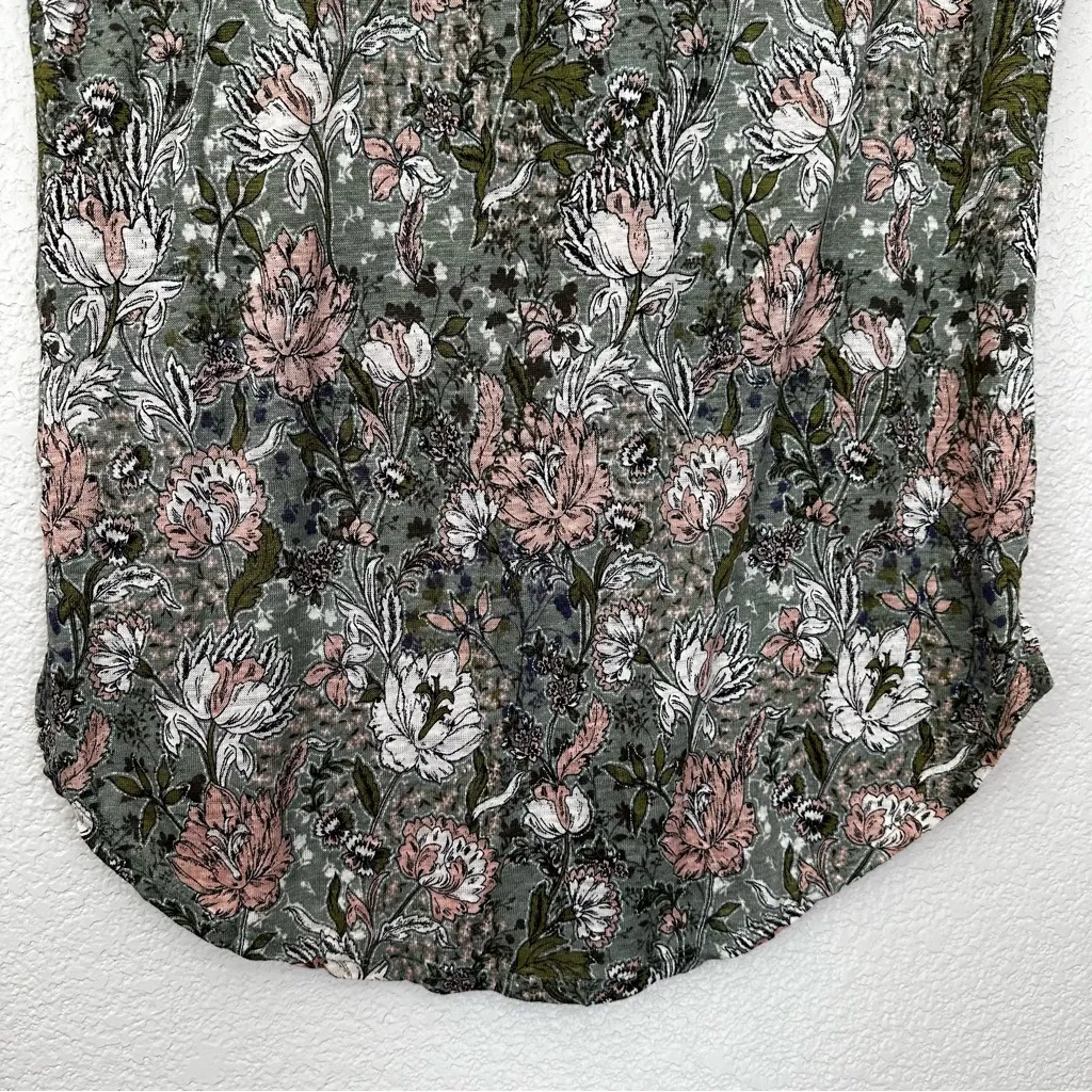 Joie 100% Linen Green Floral Scoop Neck Blouse Top, Size XL - Image 7