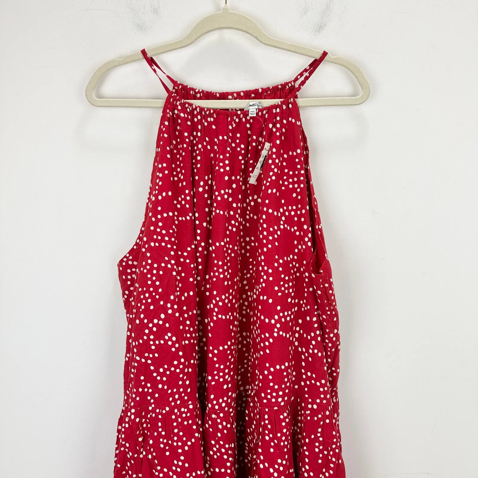Madewell Drop Waist Mini Dress Polka Dot Trapeze Relaxed Festival Red XXL NWT - Image 8