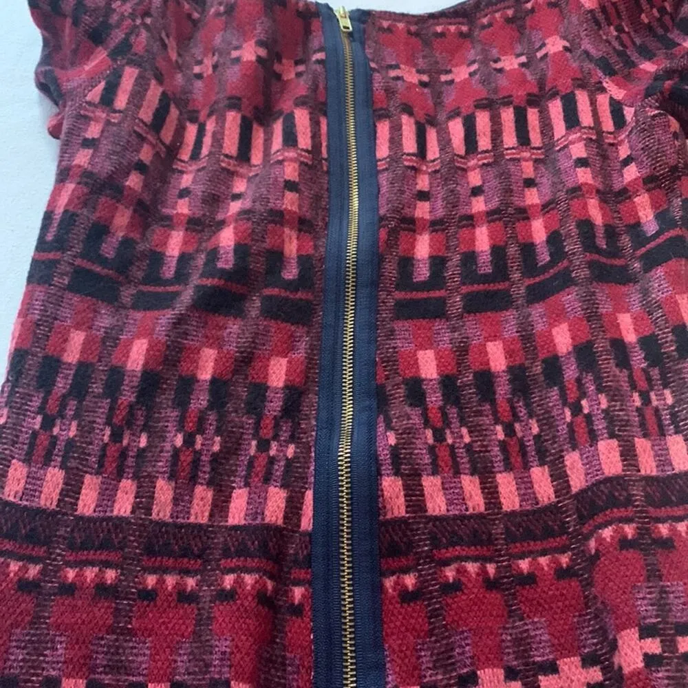 Korovilas anthropologe womens large isabell dress burgundy picasso print red woo - Image 11