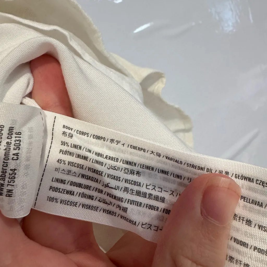 Abercrombie & Fitch Cream Asymmetrical Linen Blend wrap Skirt - Image 4