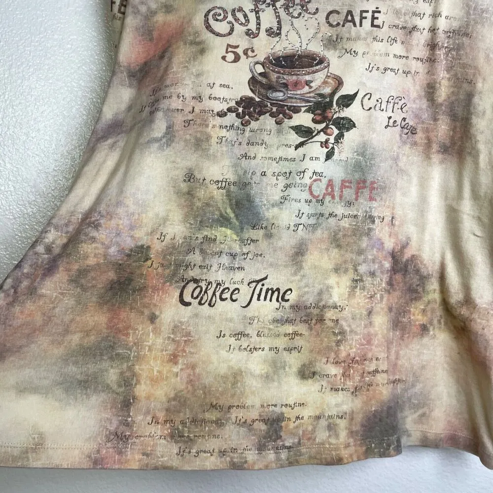 Cactus Shirt Womens Large Beige Floral Coffee Brown Rhinestones Cotton Casual Pink Size 2X - Image 5