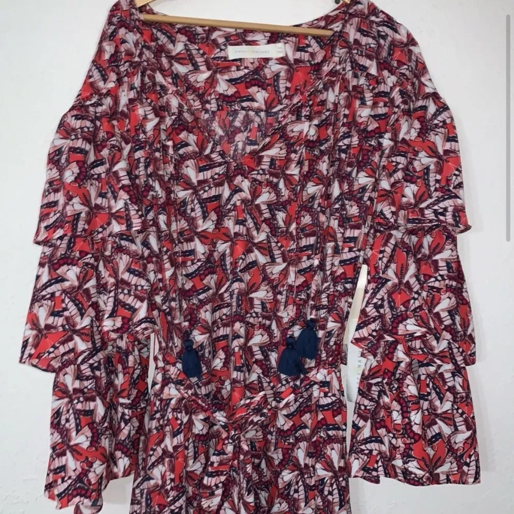 Happy X Nature NWOT Phoenix Butterflies Print Tiered Sleeved Maxi Dress. - Image 3