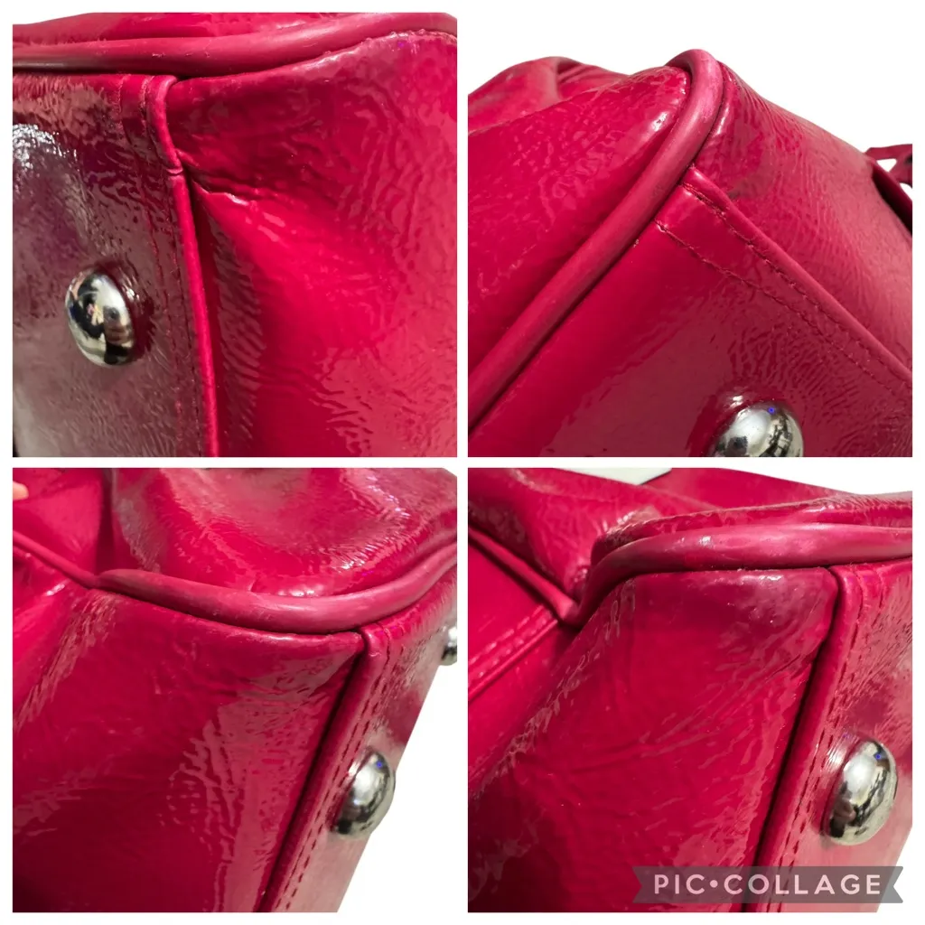 GUESS Vintage Patent Logo Duffle Weekender Bowling Bag Red/White RARE! - Image 14