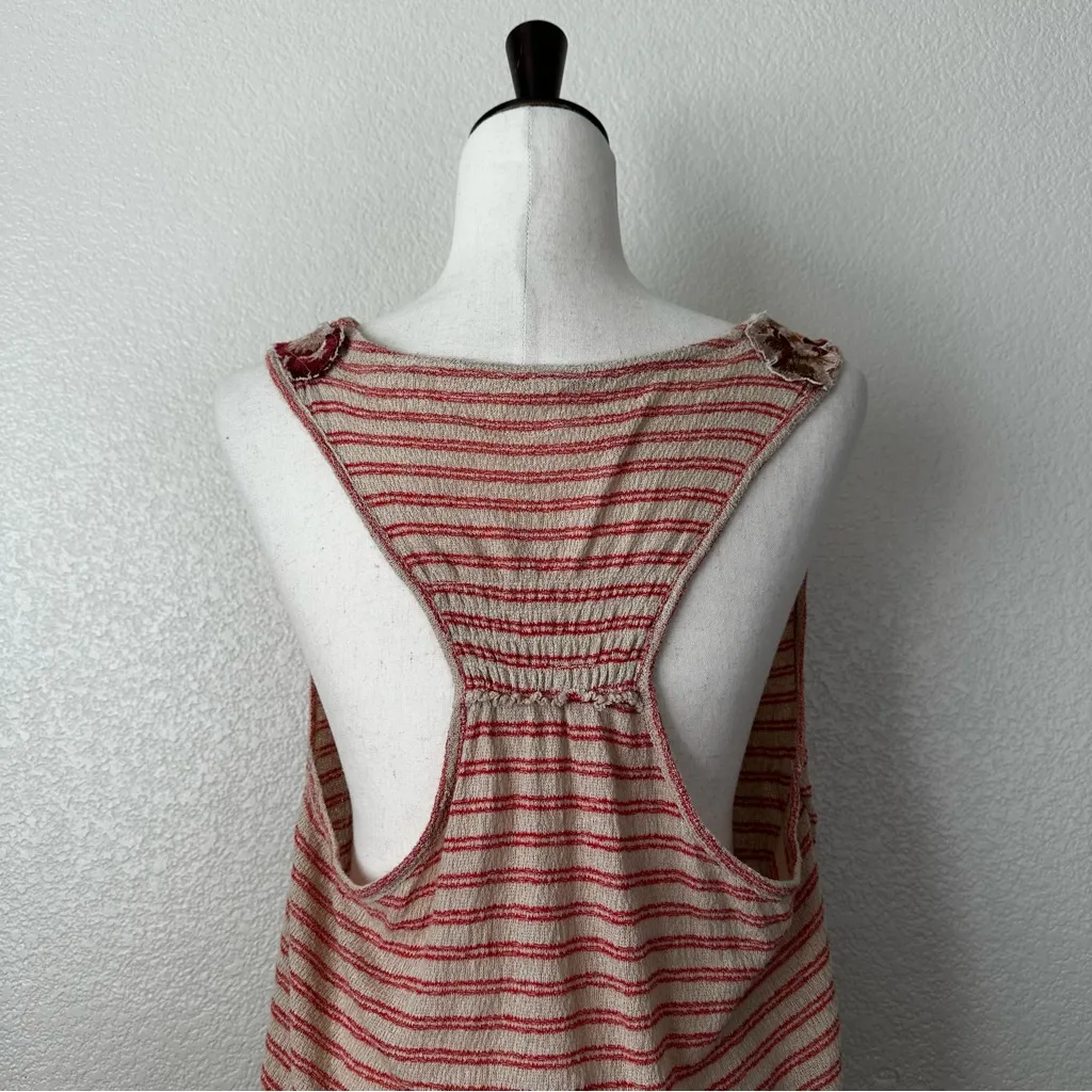 Free People Frida Floral Embroidered Striped Wrap Gauzy Knit Tank Top, Sz Medium - Image 6