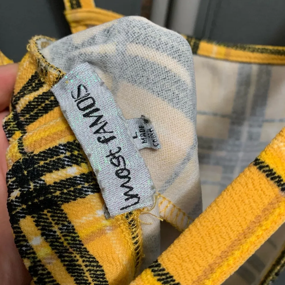 B08- Women's Yellow Plaid Twofer Skirtall - Image 4