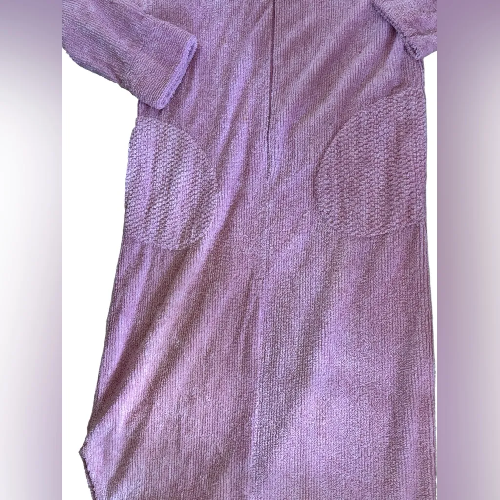 VTG Stan Herman Pink Cozy Chenille Bathrobe Sz. M Zip Up Large Pockets Round Hem Size M - Image 4