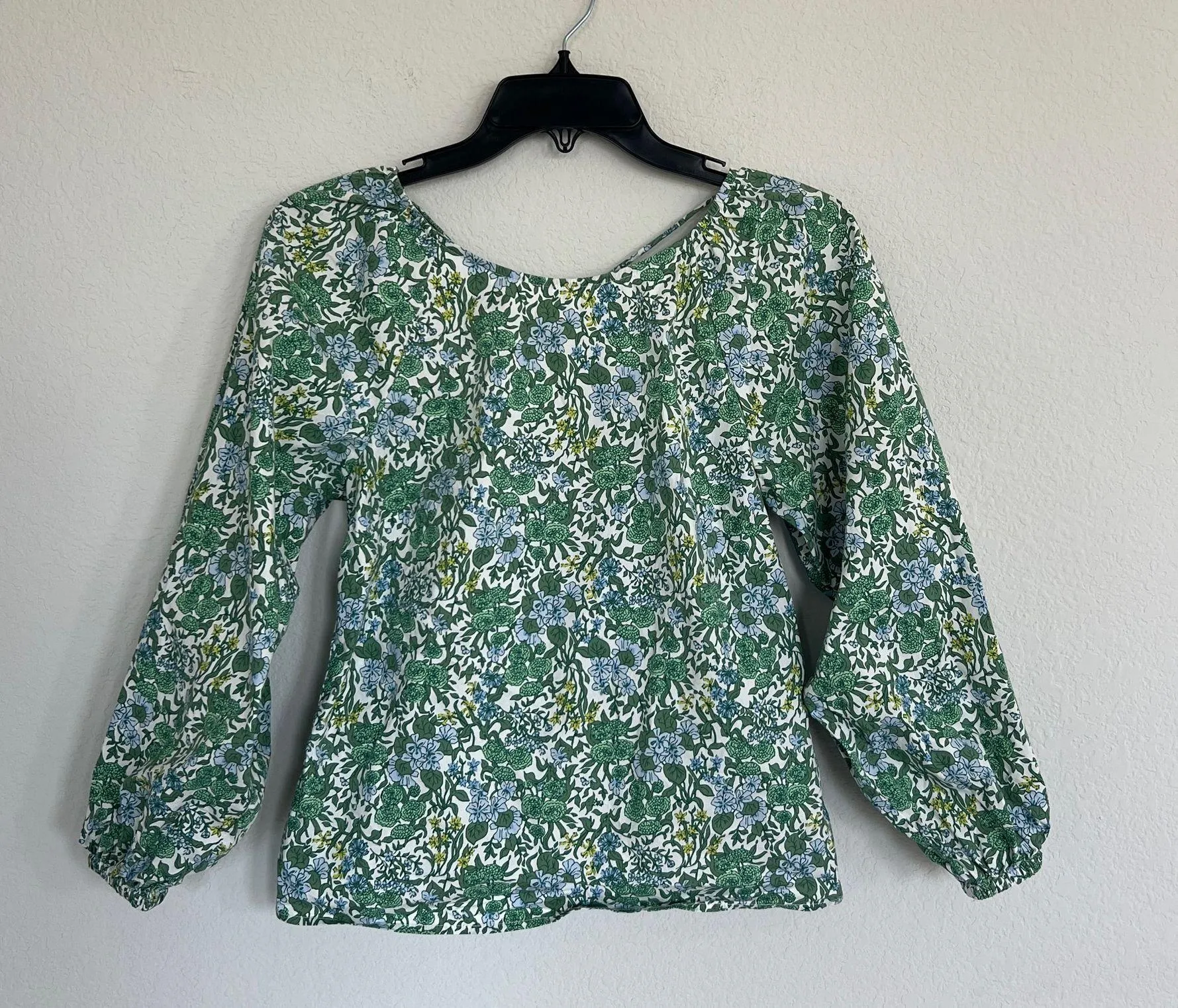 J. Crew Tie back Stretch Cotton Poplin Blouse In Fete Floral Size 2  - Image 3