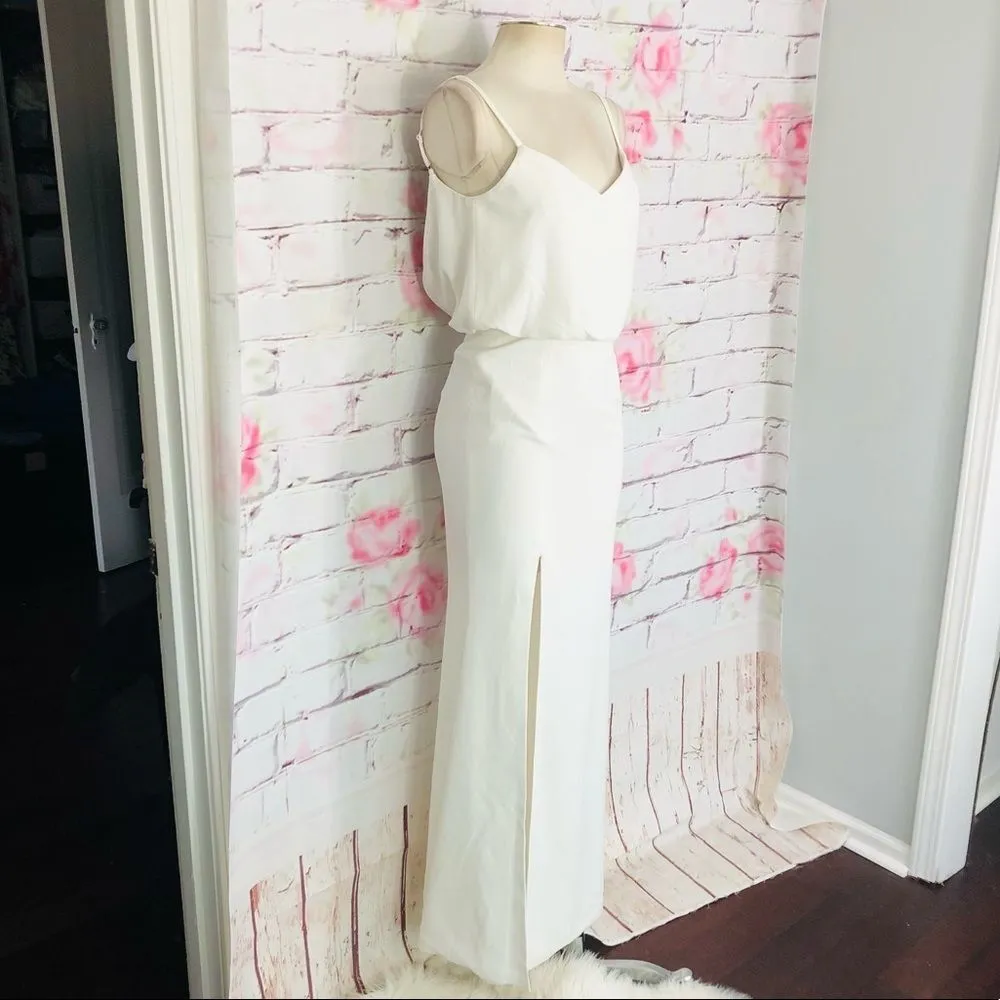 Dress the population Gracelyn off white blouson gown - Image 9