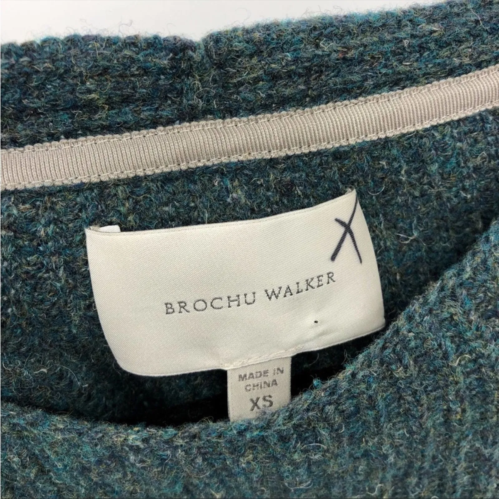 Brochu Walker Thandee Asymmetrical Wool Blend Boat Neck Pull-Over Sweater XS - Image 8