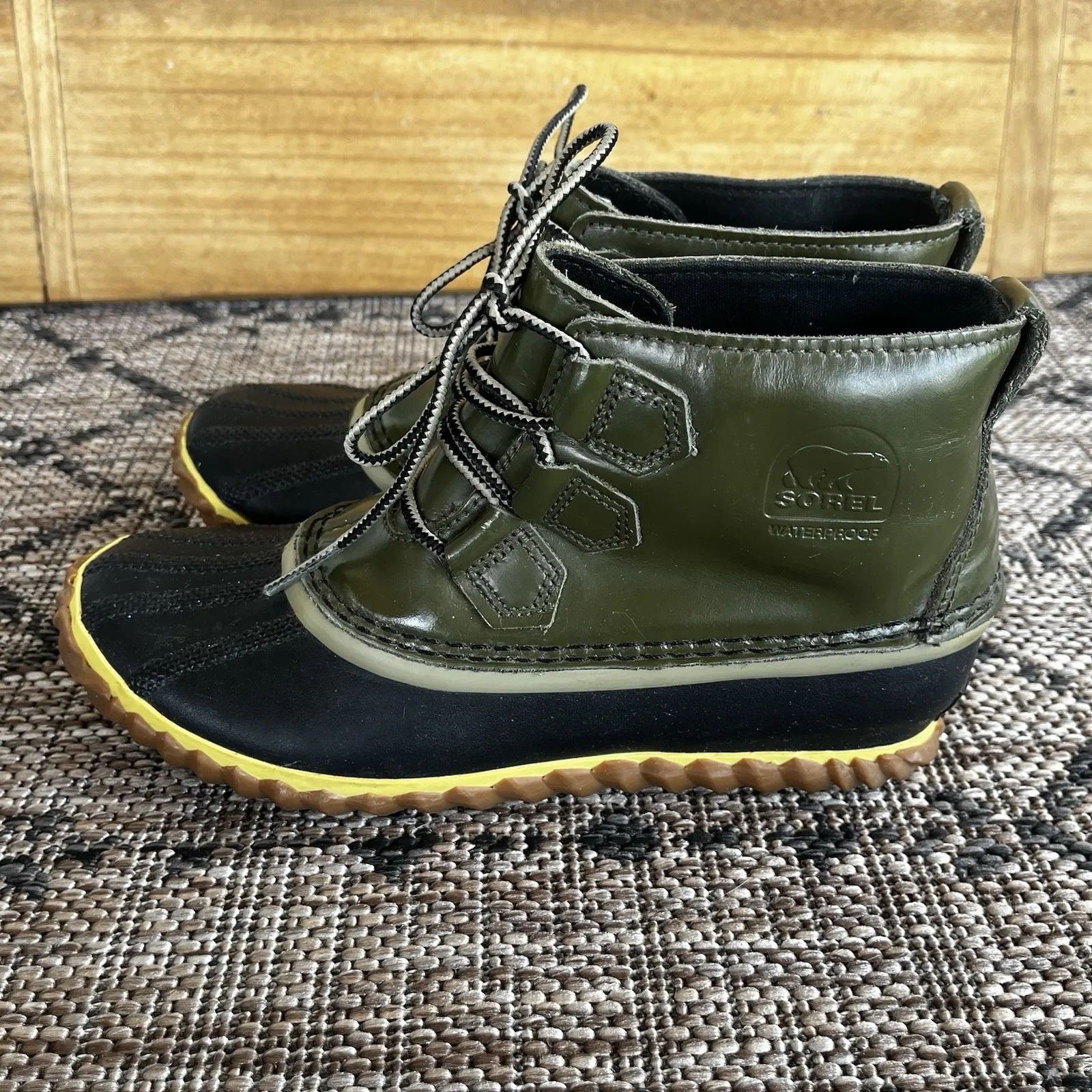 Sorel Out N‎ About Ankle Rain Boots Nori Olive Green Women's Size 6.5 - Image 4