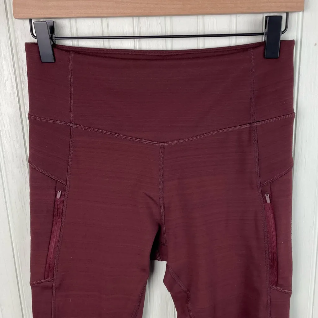 Avia Women's Outdoor Leggings with Side Zip Pockets Size Small Deep Chianti Red - Image 4