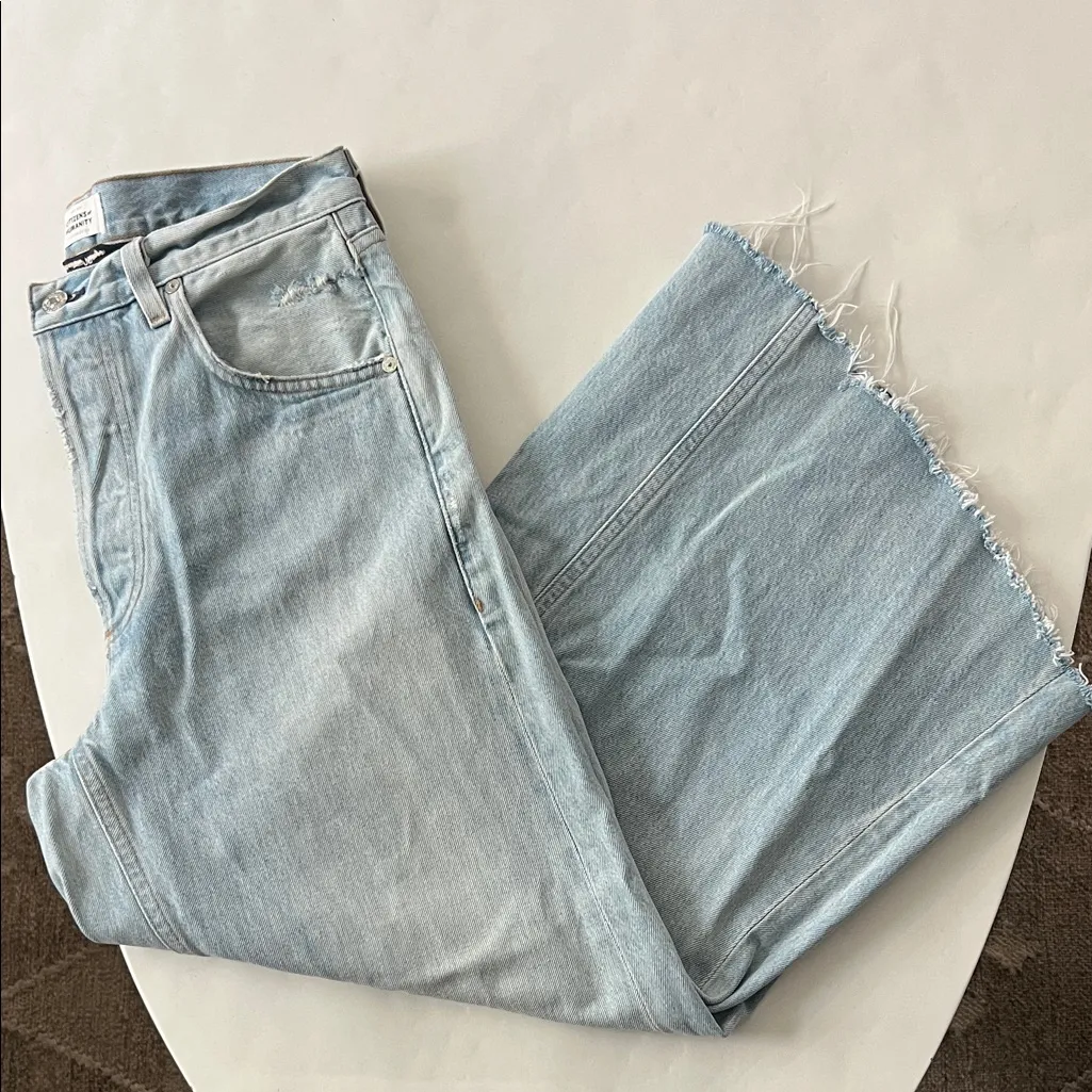 Citizens of Humanity Tessa High Rise Culotte Wide Leg Jeans in Glacier Size 27 - Image 3