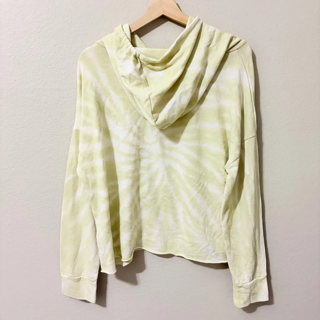 Peyton Jensen Tie Dye Terry Hoodie Cropped Boxy Fit Yellow Size Medium M - Image 3