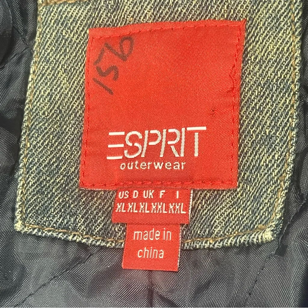 Vtg Esprit Outerwear Denim Jacket Women XL Faux Fur Quilted Lined Y2k  Boho - Image 9