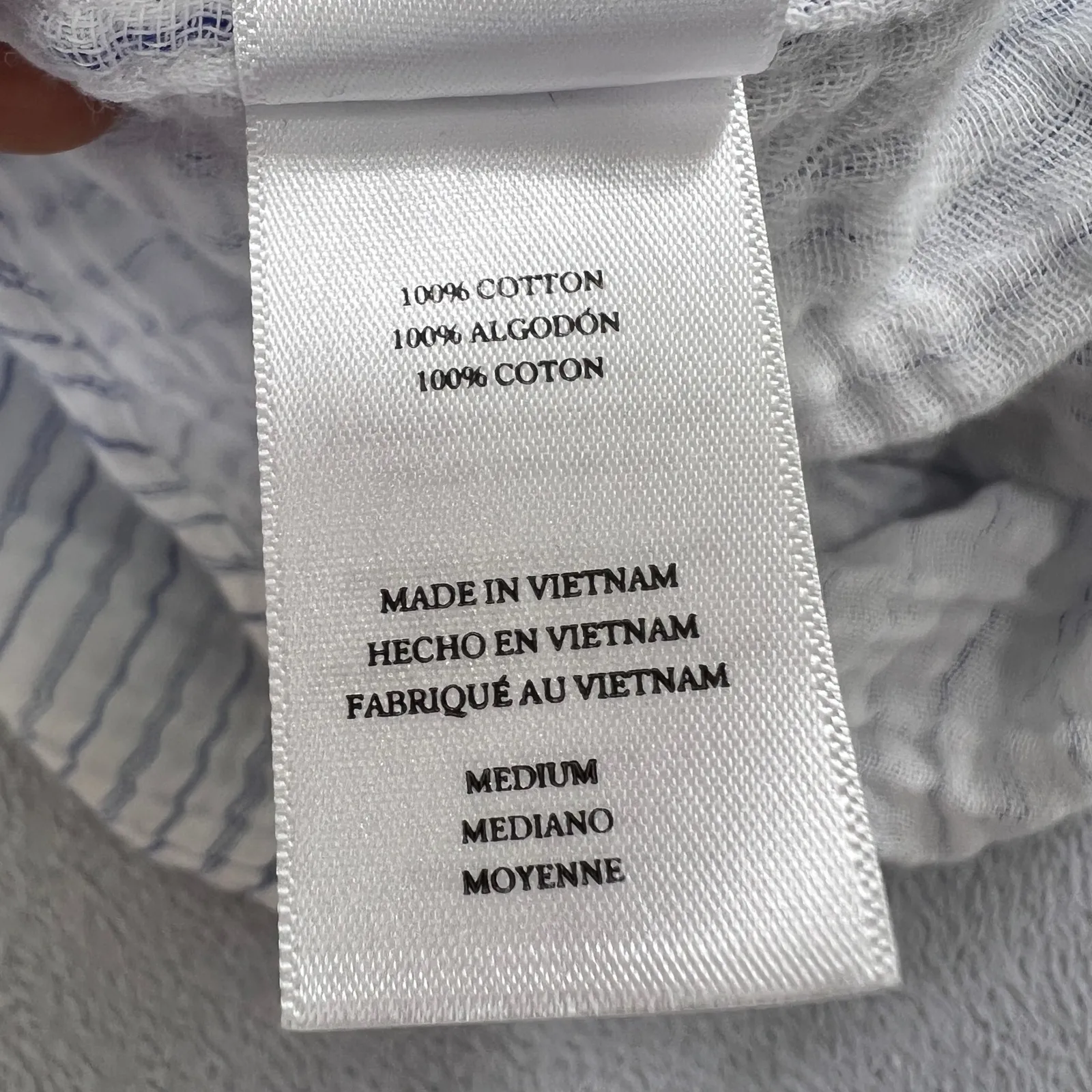 Rails Hunter Button Down Shirt Medium Blue White Striped Cotton Gauze Casual - Image 5