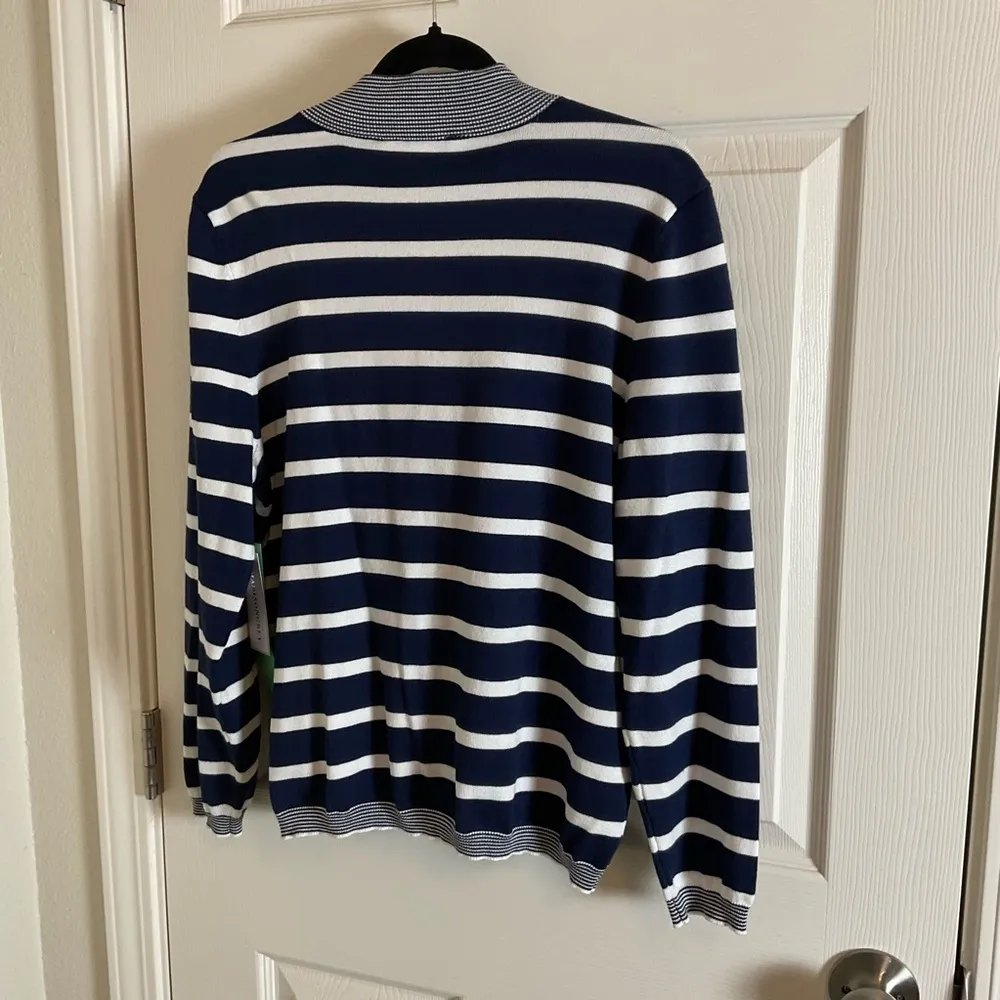 Madison Grey Striped Navy and White Cardigan Size PXL Blue - Image 4