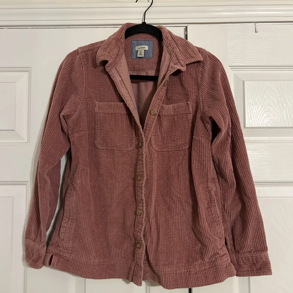 Vintage L.L. Bean Soft Corduroy Button Down Shirt Pink size XS flannel shacket - Image 4