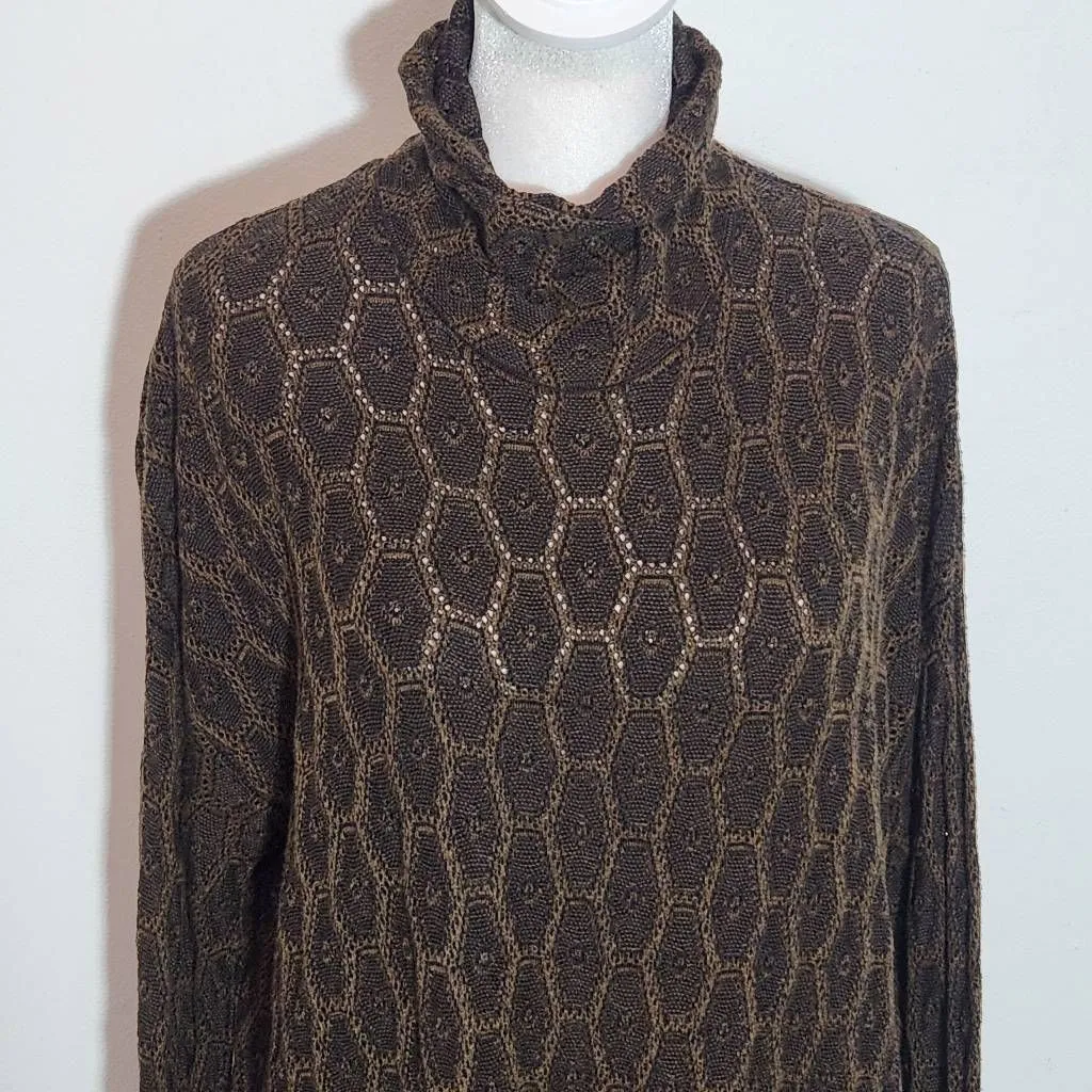 Peruvian Connection Brown Knit Turtleneck Size XS/Small Brown Turtleneck Tunic - Image 2