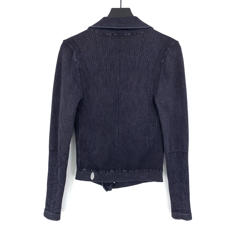 FREE PEOPLE MOVEMENT Seamless Mercury Moto Jacket Navy M/L Blue Size M - Image 5