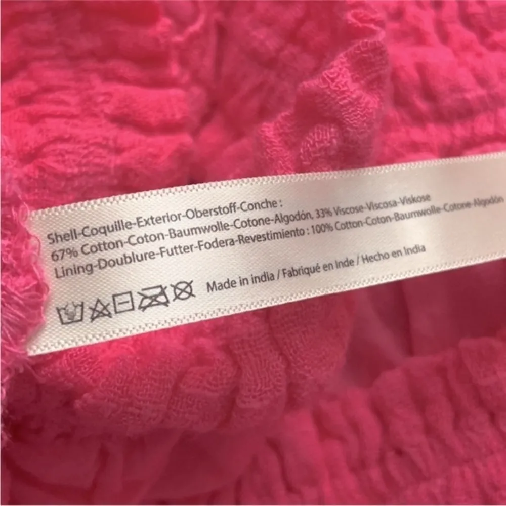 FREE PEOPLE ONE PERLA PINK EYELET CROPPED OFF THE SHOULDER RUFFLE TOP L - Image 5