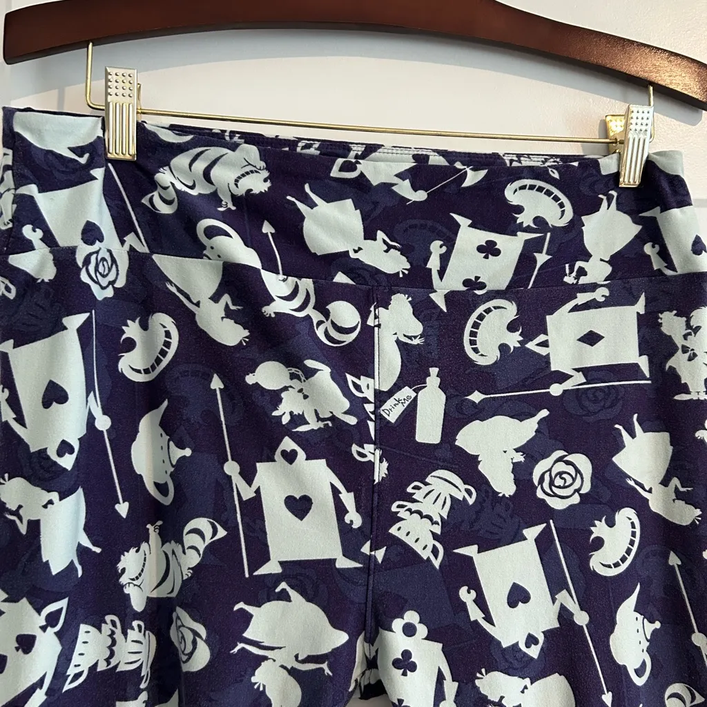 Lularoe Disney Alice in Wonderland Leggings Purple White Size Tall and Curvy TC - Image 2