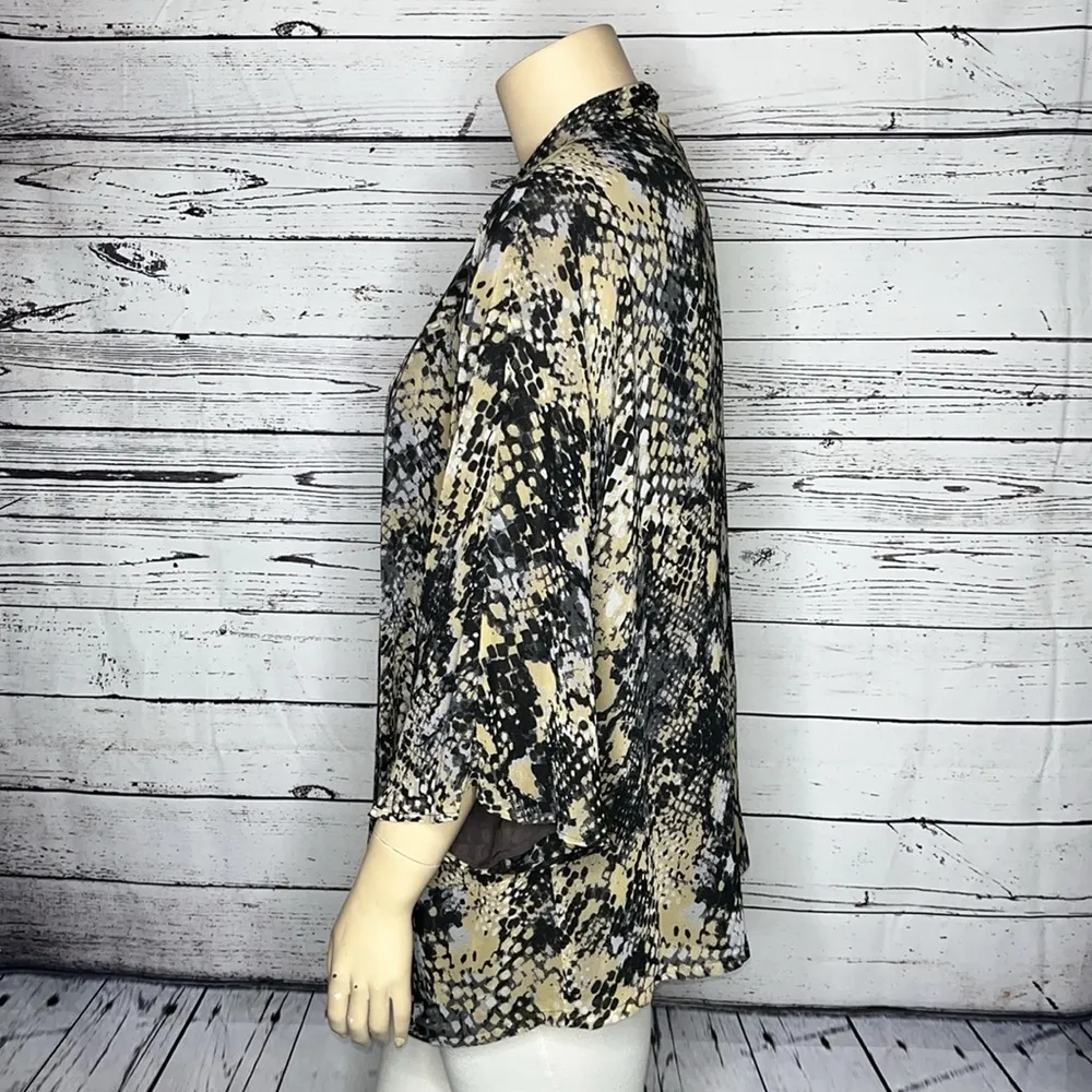 Daniel Rainn NWT Sz 2X Snakeskin Animal Print Open Front Chiffon Cardigan Jacket - Image 2
