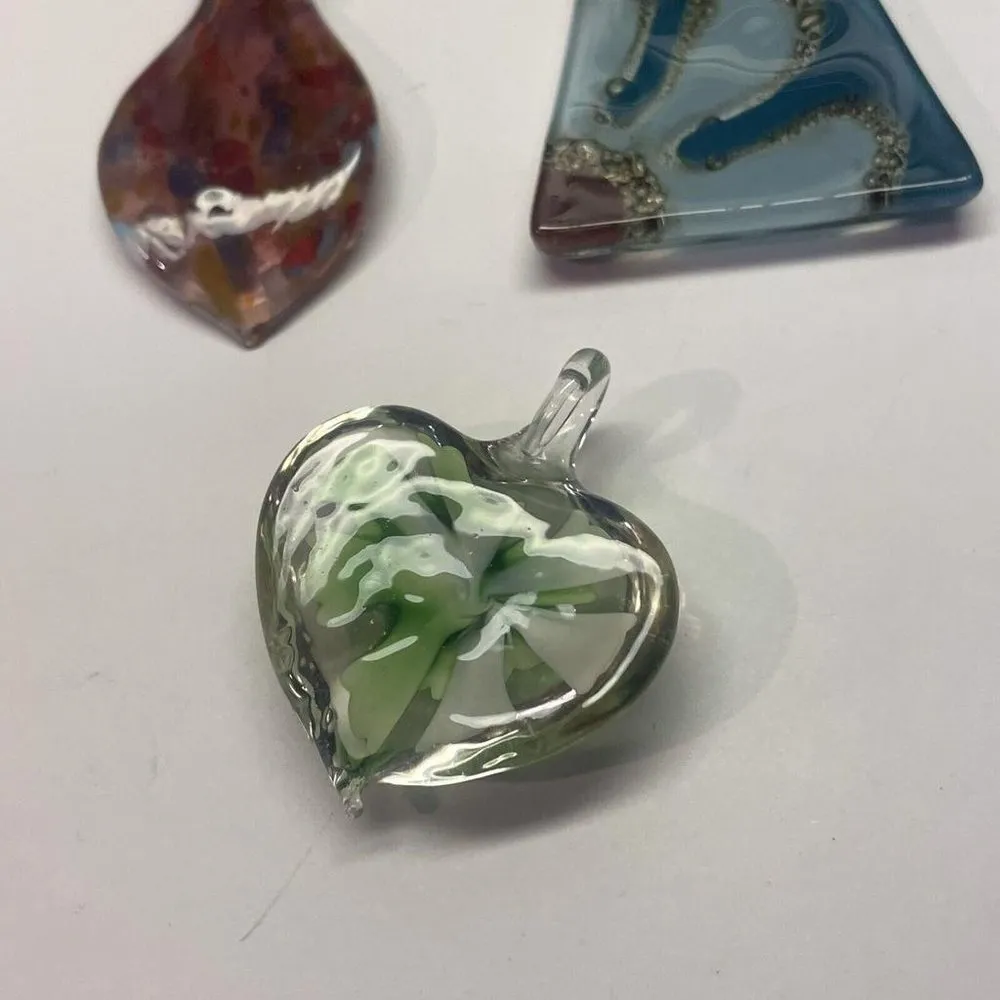 Lot Of 3 Blown Glass Art Costume Pendants Mixed Lot - Image 5
