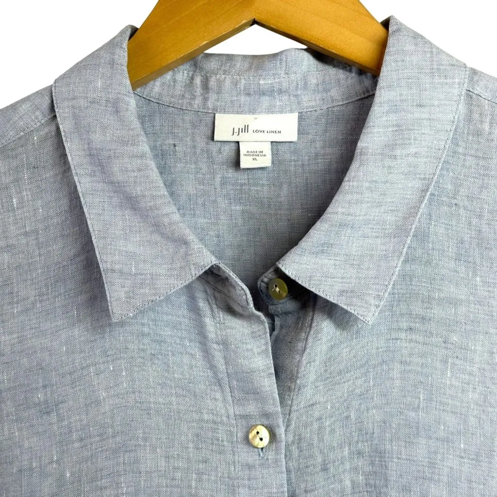 J.Jill Love Linen Blue Button-Front Tunic Top – Size XL Lagenlook - Image 3