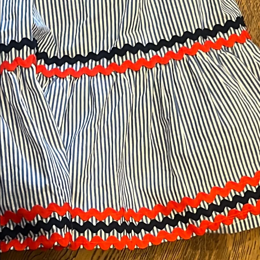 J. Crew blue and white striped  Maxi Dress with Red and Blue ricrac sz10‎ - Image 4