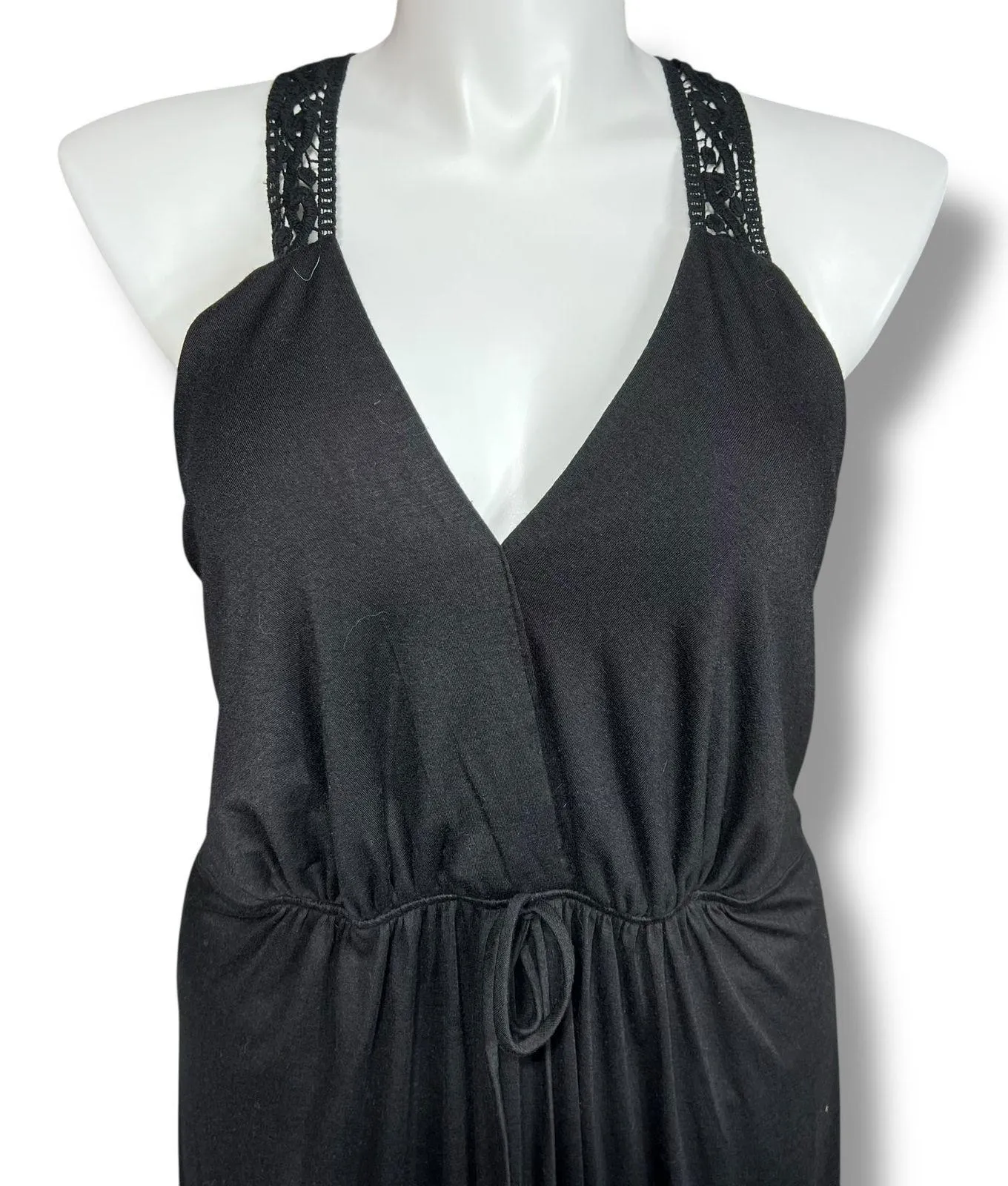 Vintage Torrid Womens Maxi Blouson Sundress V Neck Sleeveless Lace Back Black 4X - Image 2