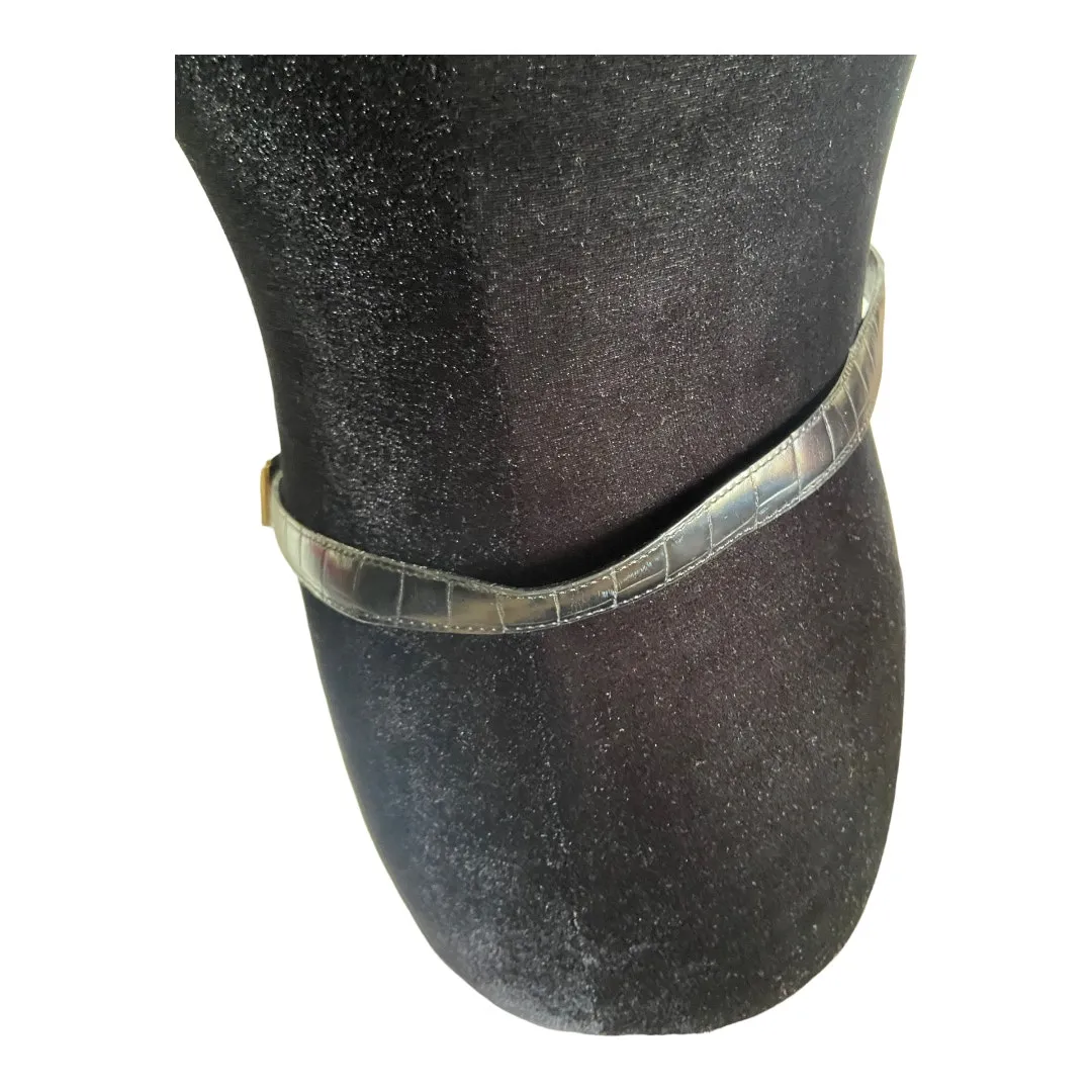 Brighton C6600 Reversible Brown‎ Black Thin Leather Belt Croc Embossed - Image 3