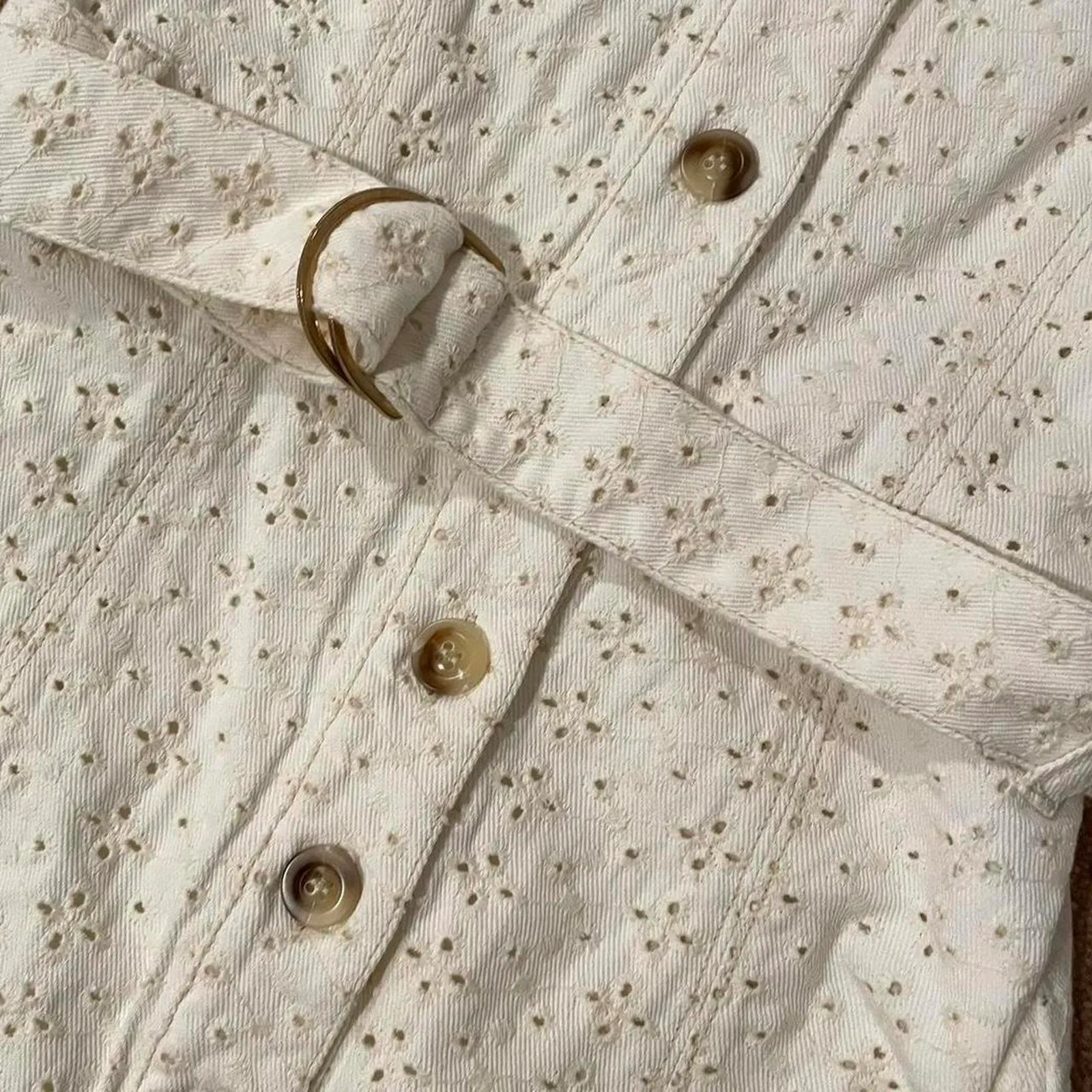 Summer Eyelet Mini Dress - MinkPink Saskia - size medium - preppy boho - Image 4