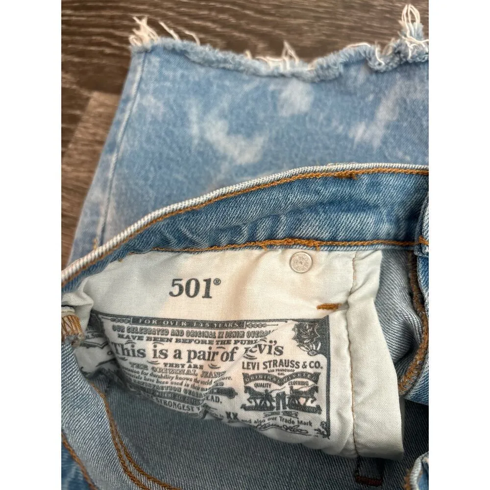 Levi’s 501 Bleached Tie Dye Buttonfly Cut Off Shorts Size 29 - Image 3