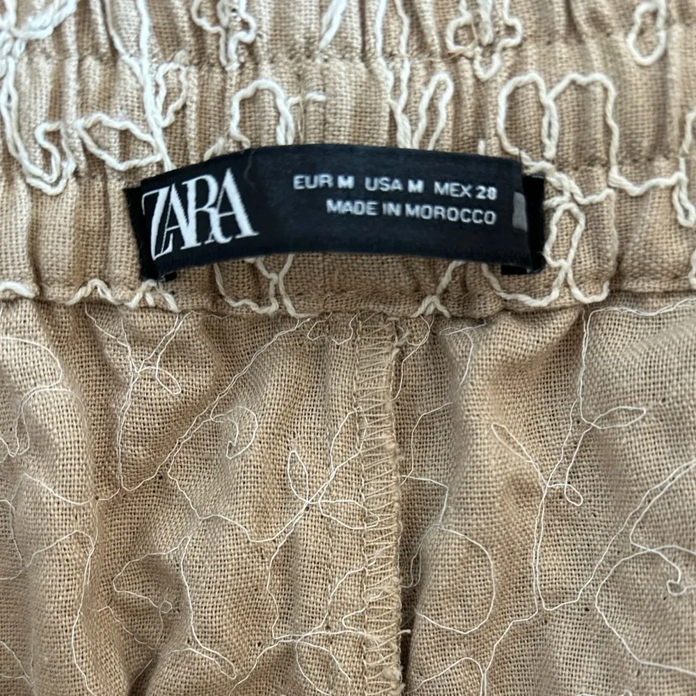 Zara EMBROIDERED ELASTIC WAIST SHORTS Sz M - Image 12